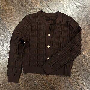 Brown Cardigan with Gold Buttons